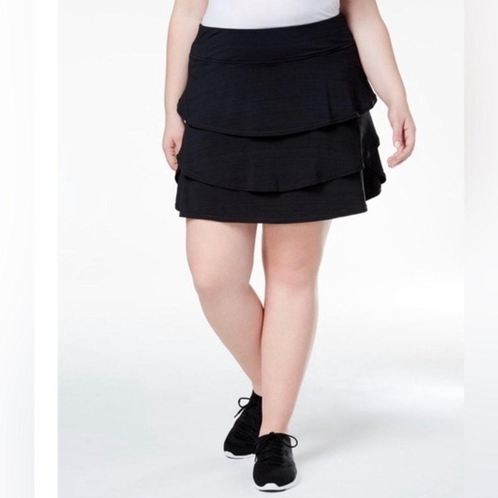 New Ideology Black Ruffled Tennis Athletic Skort Size 4X NWT